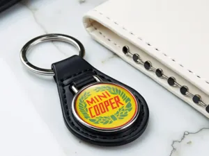 Mini Cooper Borsa Chiavi In Pelle Fermo Lucido Taglio Elite